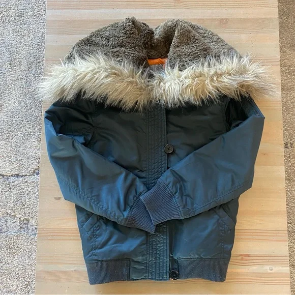 Spiewak Hooded Bomber Jacket Coat Faux Fur Medium - Picture 3 of 8